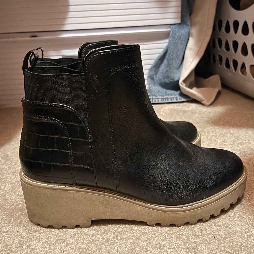 DV by Dolce Vita Black Ankle Boots with Tan Sole